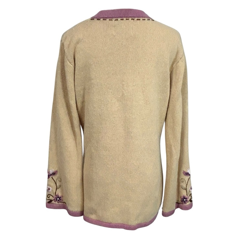 Storybook Knits Irresistible Floral Sweater Zip Neck Nordic Beige Sz Small Vtg - Picture 4 of 12